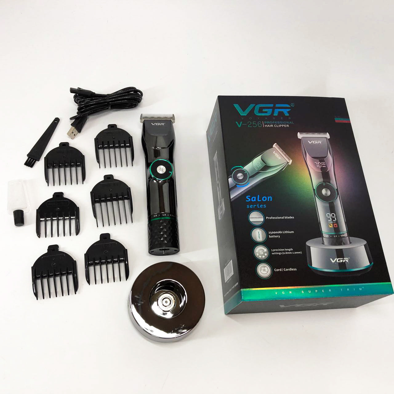 Профессиональная беспроводная машинка для стрижки волос и бороды VGR V-256, беспроводная электробритва