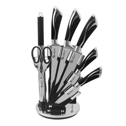 Набор ножей UNIQUE UN-1834 с вращающейся подставкой 9 предметов, Ножи кухонные из нержавеющей стали