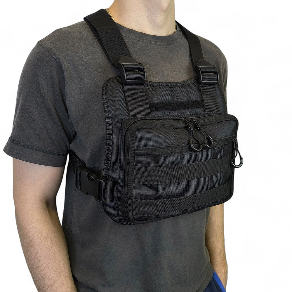 Нагрудная тактическая сумка мужская, сумка через плечо черная разгрузка