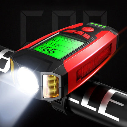 Велофара с компьютером и сигналом AS0808-XPG+2LED(yellow)+2COB(red), выносная кнопка