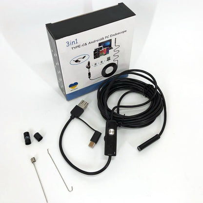 Камера эндоскоп с кабелем на 2 метра 7 мм USB/micro USB с подсветкой, Usb эндоскоп для андроид
