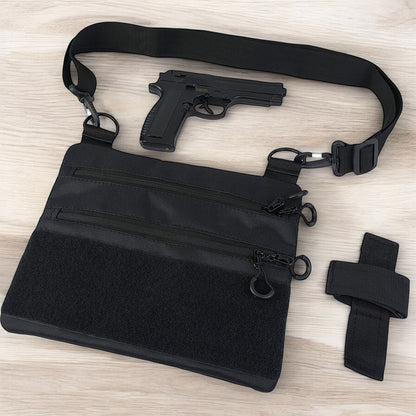 Сумка тактична чорна для прихованого носіння з кобурою, чоловічий месенджер із кордури