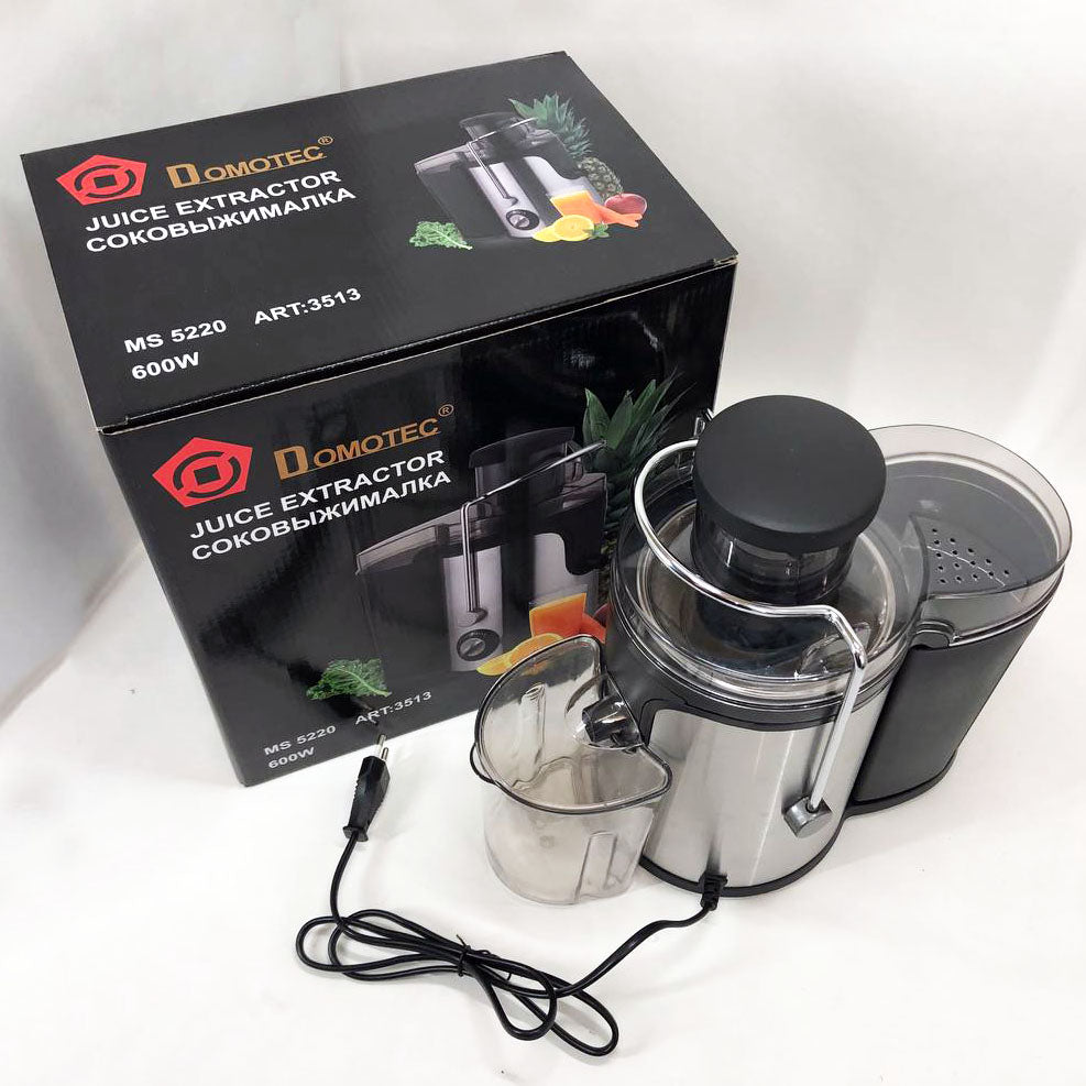 Электрическая соковыжималка Domotec MS-5220/3513 2 скорости отжима 600 W, соковыжималка для моркови