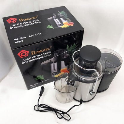 Электрическая соковыжималка Domotec MS-5220/3513 2 скорости отжима 600 W, соковыжималка для моркови