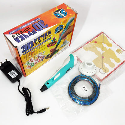 3D ручка Smart 3D Pen 2 c LCD дисплеем, Интересная ручка 3д для детей, Оригинальная. Цвет: голубой