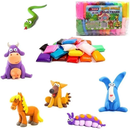 Легкий воздушный пластилин 24 цвета для лепки с инструментами набор для творчества художественный