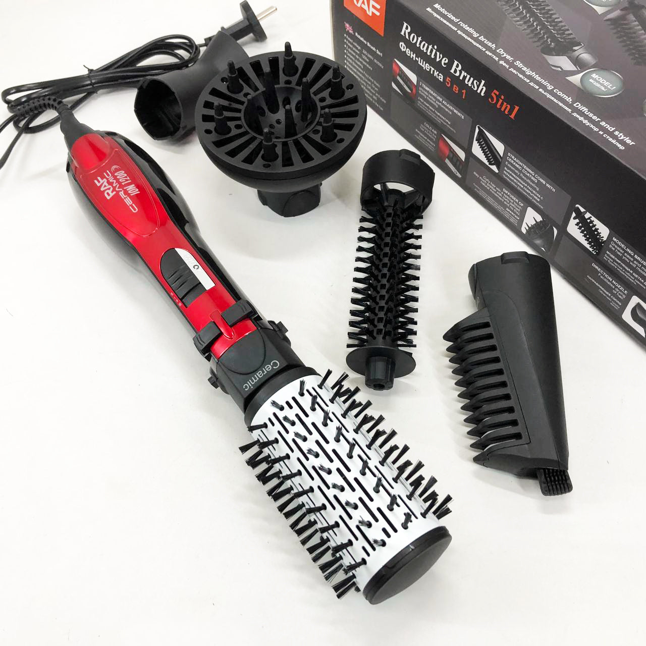 Фен стайлер RAF R.416 5в1 щетка расческа для сушки укладки волос 1200 Вт