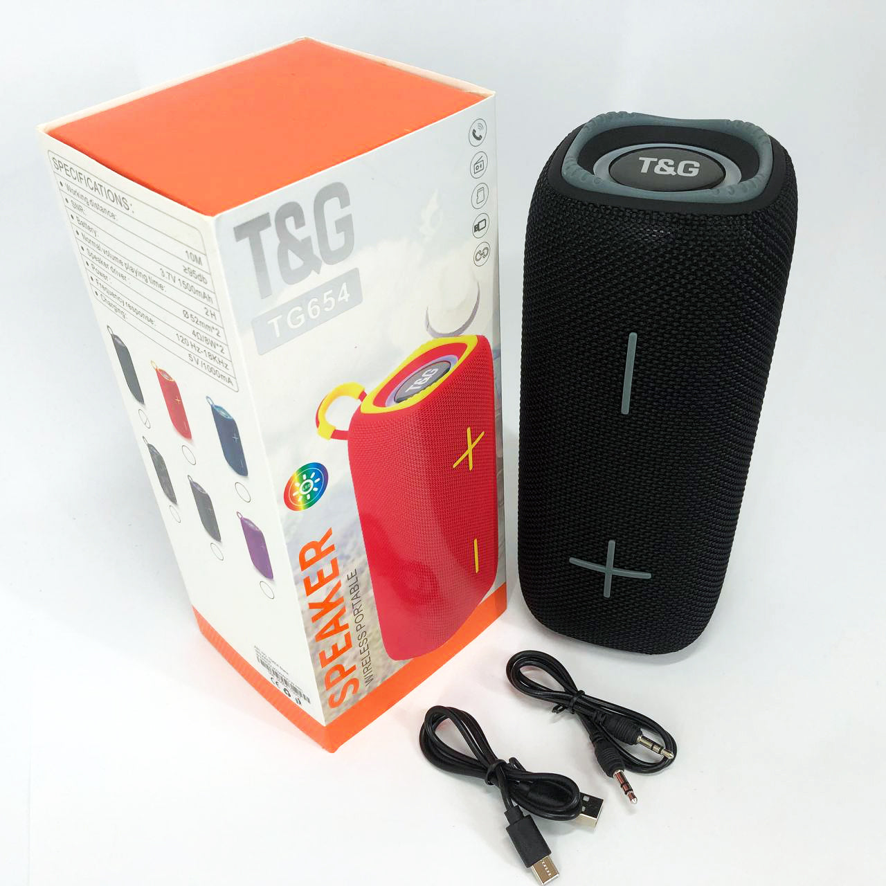 Портативная Bluetooth колонка TG654 8W с подсветкой, аккумуляторная колонка для музыки. Цвет: черный