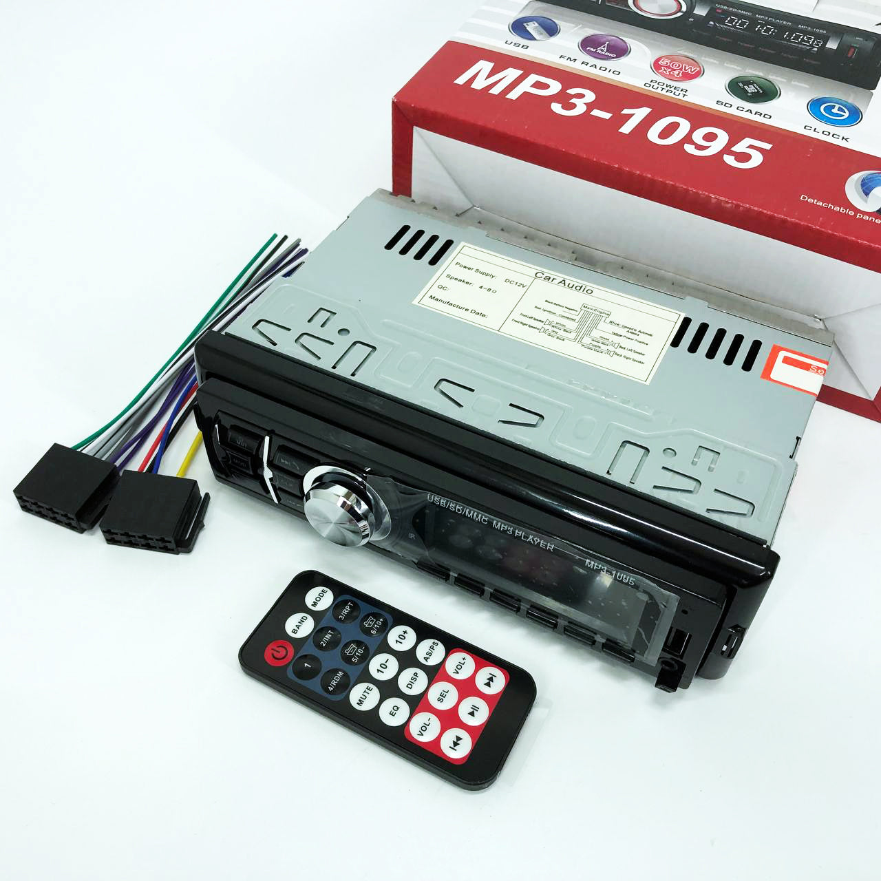 Автомагнитола MP3 1095/7336 BT ISO со съемной панелью 1DIN 4х50Вт, Автомобильная магнитола стерео звук