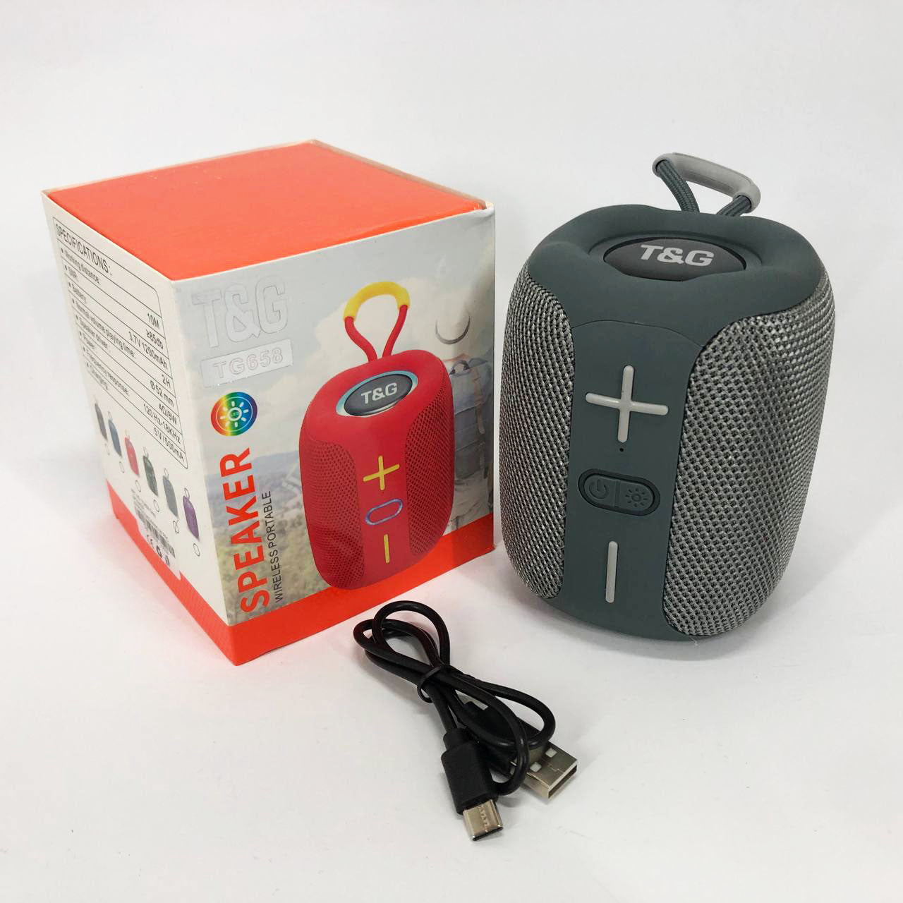 Портативная Bluetooth колонка TG658 8W с RGB подсветкой, Музыкальные колонки для улицы. Цвет: серый
