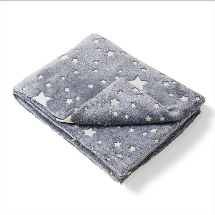Светящийся в темноте плед плюшевое покрывало Blanket kids Magic Star 150х100 см флисовое одеяло. Цвет: серый