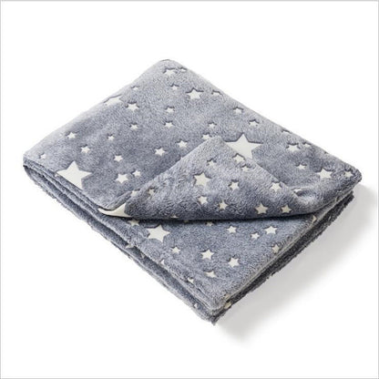 Светящийся в темноте плед плюшевое покрывало Blanket kids Magic Star 150х100 см флисовое одеяло. Цвет: серый