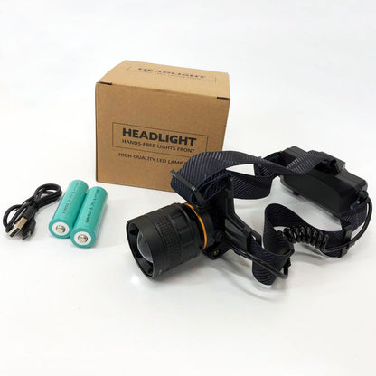 Яркий налобный фонарь Bailong BL-8076-2-GT100, Фонарь аккумуляторный для рыбалки, Фонарь на голову