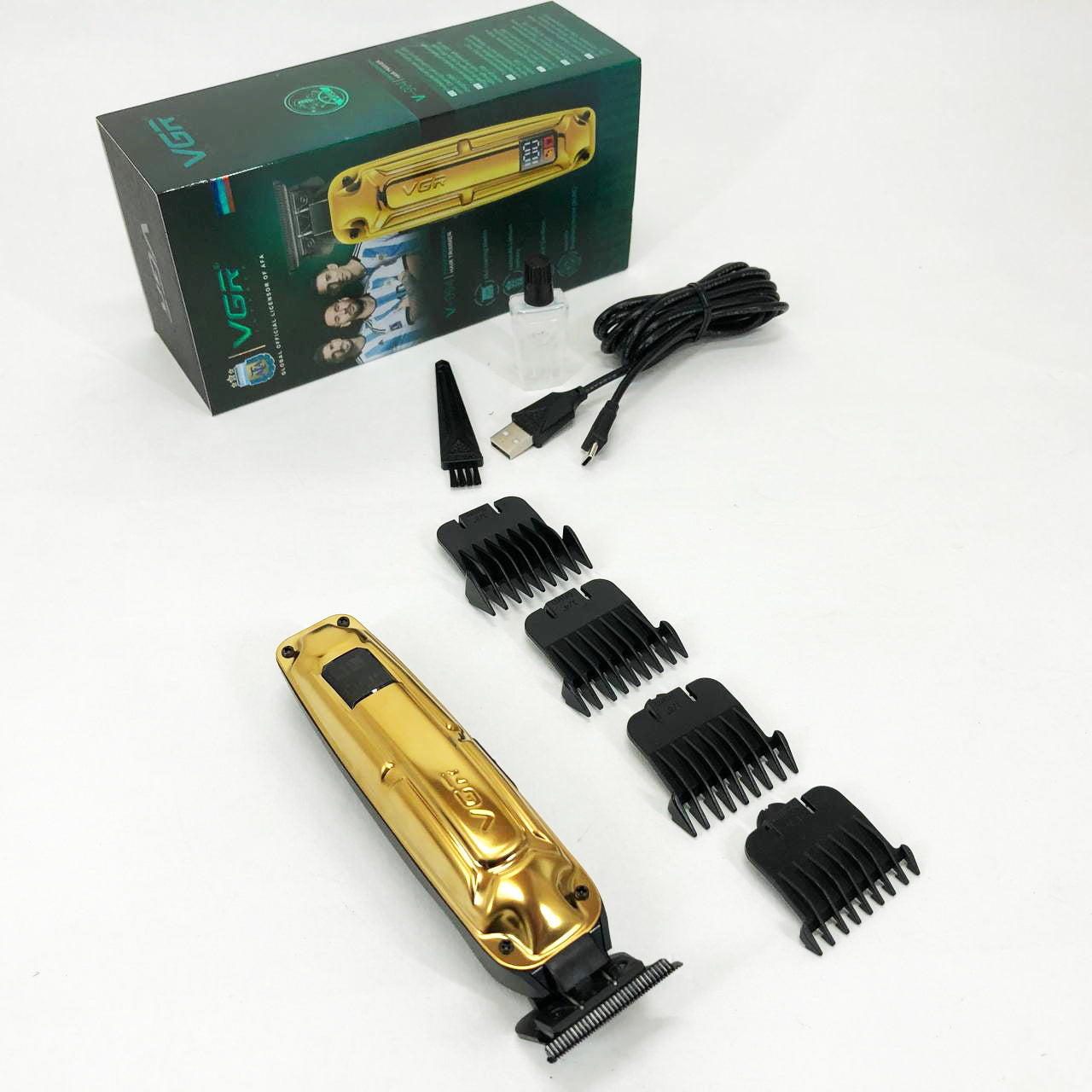 Аккумуляторная машинка VGR V-904 для стрижки волос VGR, машинка с дисплеем и сменными насадками