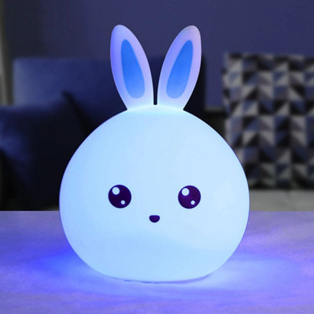 Силиконовый Ночник светильник ЗАЙЧИК детский LED лампа 7 цветов с АККУМУЛЯТОРОМ