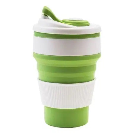 Кружка туристическая (складная/силиконовая), силиконовая складная термокружка. Цвет: зеленый