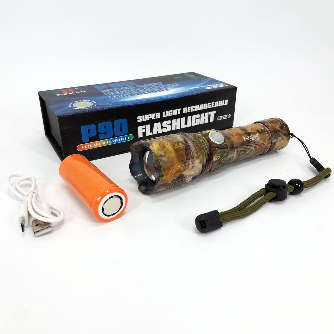 Фонарик ручной тактический Bailong BL-P511M-P90 камуфляж, супер яркий фонарик, мощный карманный фонарик