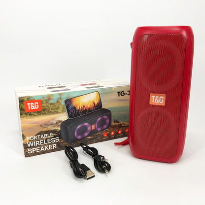 Портативная колонка TG333 2x5W с RGB подсветкой, беспроводная колонка портативная мощная. Цвет: красный