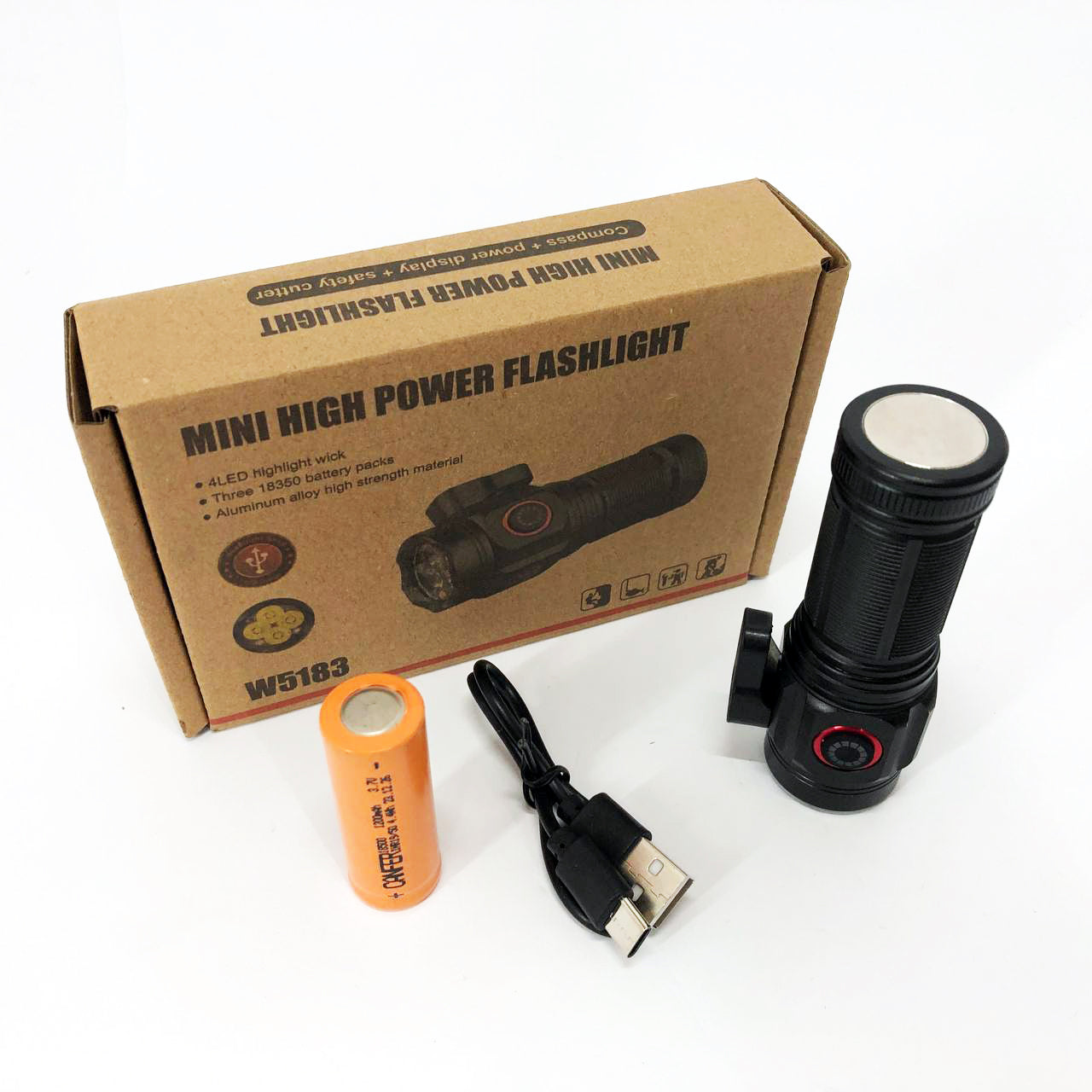 Ручний ліхтарик W5183-4XHP360, Ліхтар ручний потужний, Тактичний ліхтар, Кишеньковий міні ліхтар