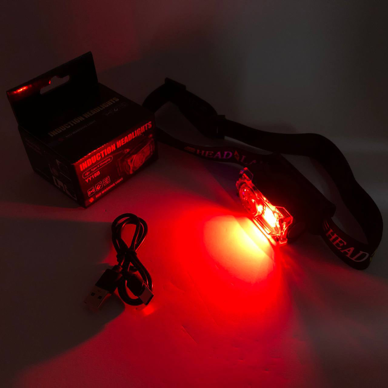 Фонарь налобный YY-19B-3SMD+2COB(white+yellow+red), Налобный фонарик с usb зарядкой