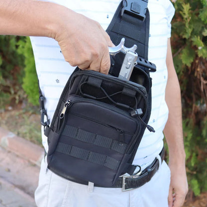Качественная тактическая сумка, укрепленная мужская сумка рюкзак тактическая слинг. Цвет: черный