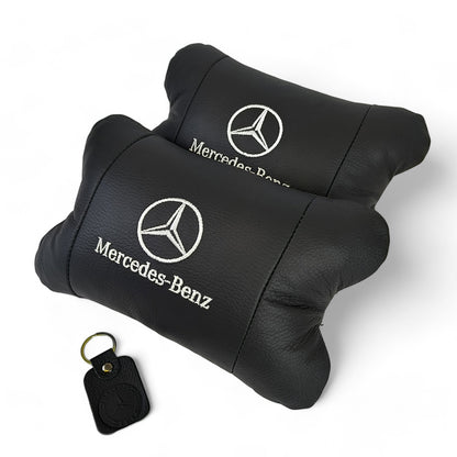 Мерседес 2шт, натуральная кожа, подушки на подголовник для авто с логотипом Mercedes-Benz