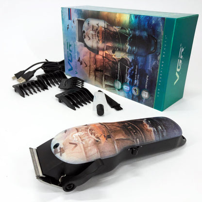 Аккумуляторная машинка для стрижки VGR V-690 от USB Нержавеющая сталь, подстригательная машинка