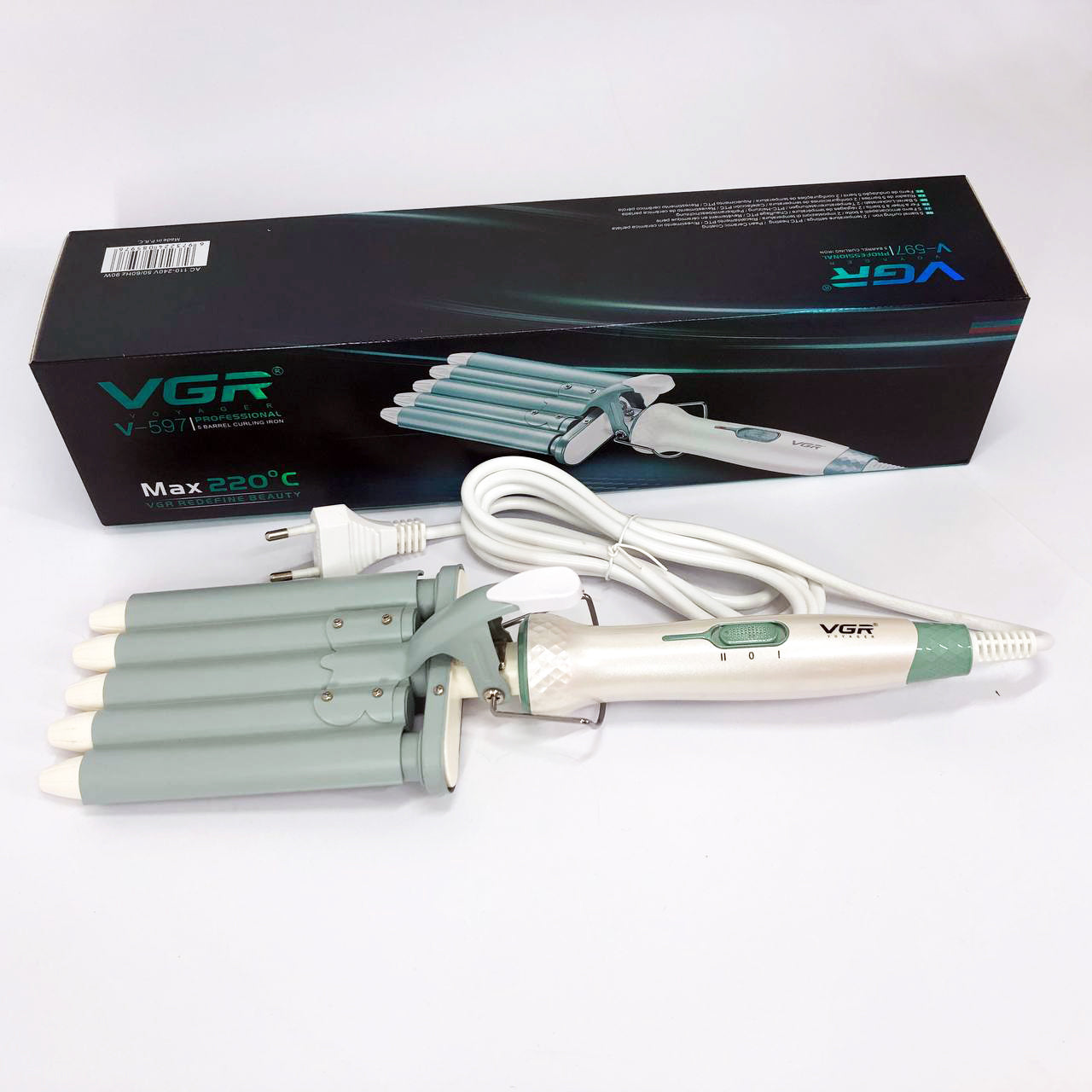 Плойка волна для волос VGR V-597 пять волн диаметр 16 мм с керамическим покрытием для кучеряшек и локонов