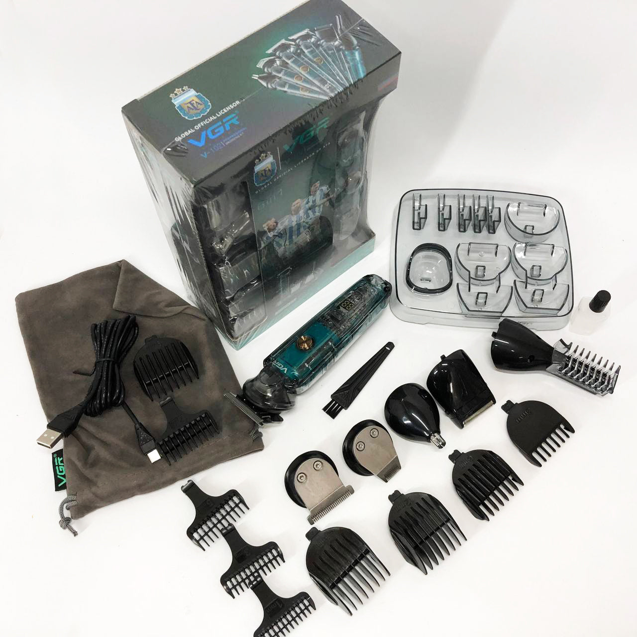 Машинка для стрижки волос, носа, бороды, бритва VGR V-102 5в1 беспроводной триммер с дисплеем