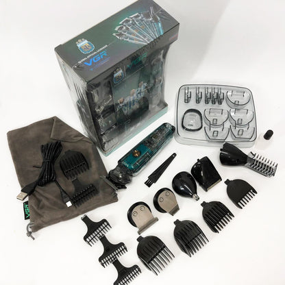 Машинка для стрижки волос, носа, бороды, бритва VGR V-102 5в1 беспроводной триммер с дисплеем