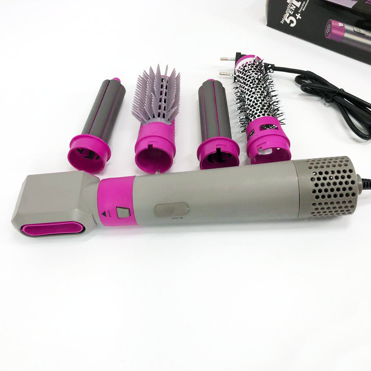 Фен-щетка стайлер 5 в 1 мультистайлер для завивки и укладки волос воздушный с насадками