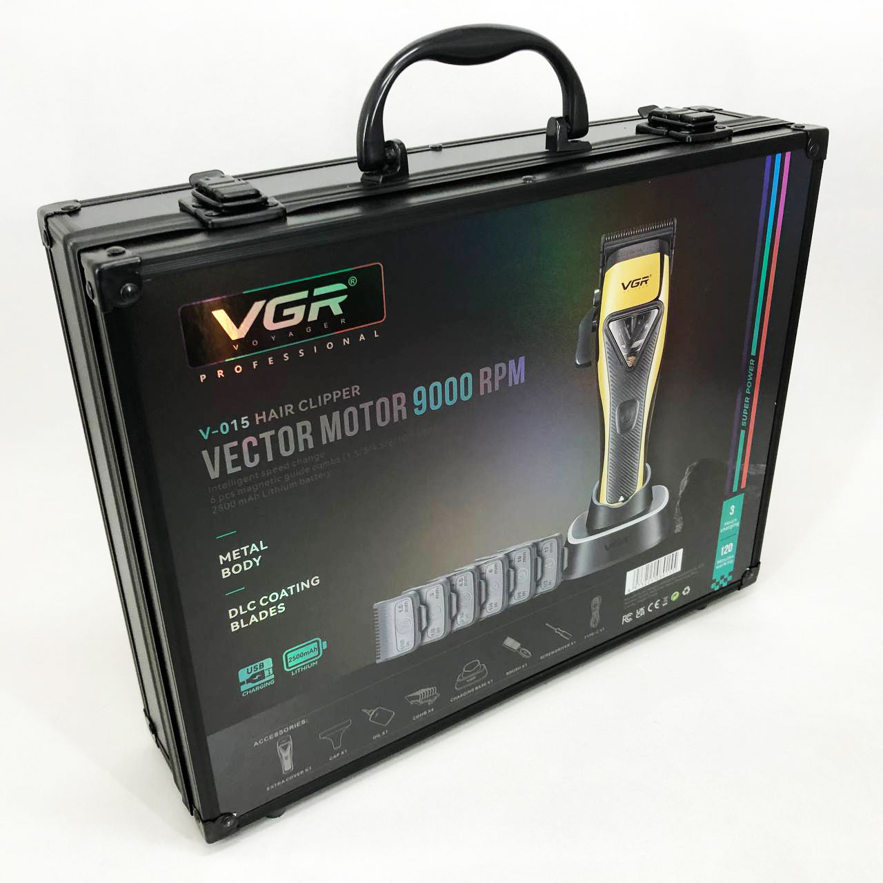 Машинка для стрижки VGR V-015 аккумуляторная беспроводная профессиональная 6 насадок