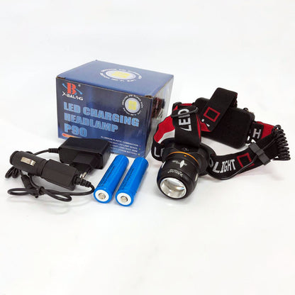 Фонарь налобный светодиодный водонепроницаемый с 2 аккумуляторами Bailong BL-T06B-P90, головной фонарик