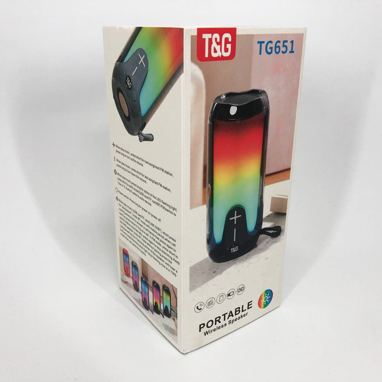 Bluetooth-колонка TG651 с RGB ПОДСВЕТКОЙ, Bluetooth колонка для хорошей музыки. Цвет: зеленый