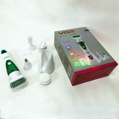 Набор VGR V-720 5 в 1 для ухода, триммер для носа, бровей, тела, устройство для чистки лица, массажер
