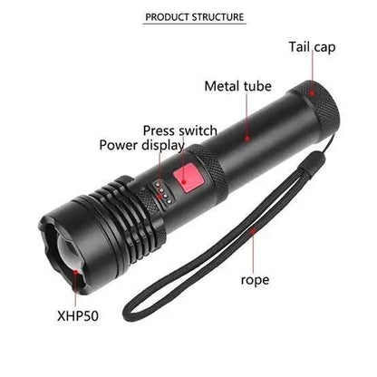 Фонарик светодиодный с аккумулятором X-Balog BL-X72-P90, фонарь ручной мощный, тактичный фонарь