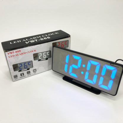 Часы настольные зеркальные VST-888Y-5 USB с синим циферблатом, Настольные часы с подсветкой