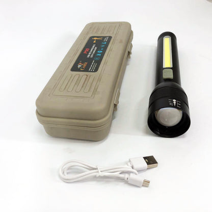 Фонарь аккумуляторный CB-C23-P90+COB, Фонарик светодиодный ручной аккумуляторный портативный