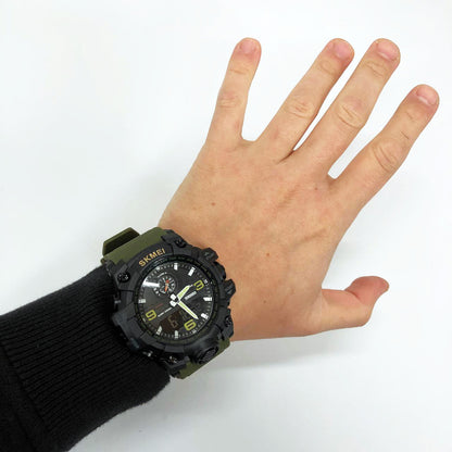 Часы наручные мужские SKMEI 1586AG ARMY GREEN, мужские армейские водостойкие тактические. Цвет: зеленый