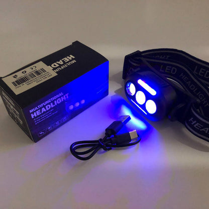 Фонарик налобный YD02-COB (White+red+blue), Налобные фонари для активных людей, фонарь для туризма