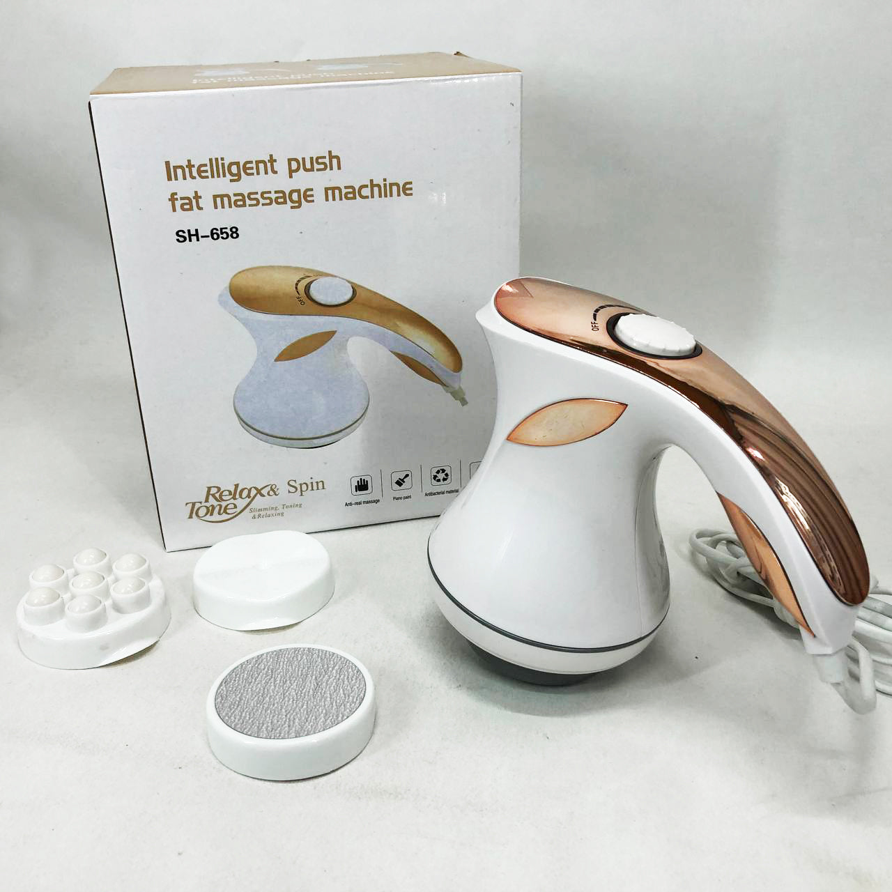 Массажер для тела Relax and Spin Tone SH-658, антицеллюлитный вибро массажер. Цвет: желтый