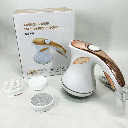 Массажер для тела Relax and Spin Tone SH-658, антицеллюлитный вибро массажер. Цвет: желтый