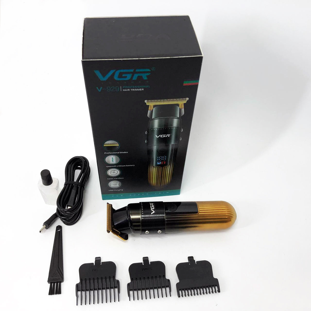 Машинка для стрижки волос VGR V-929 аккумуляторная, Машинка окантовочная профессиональная для бороды