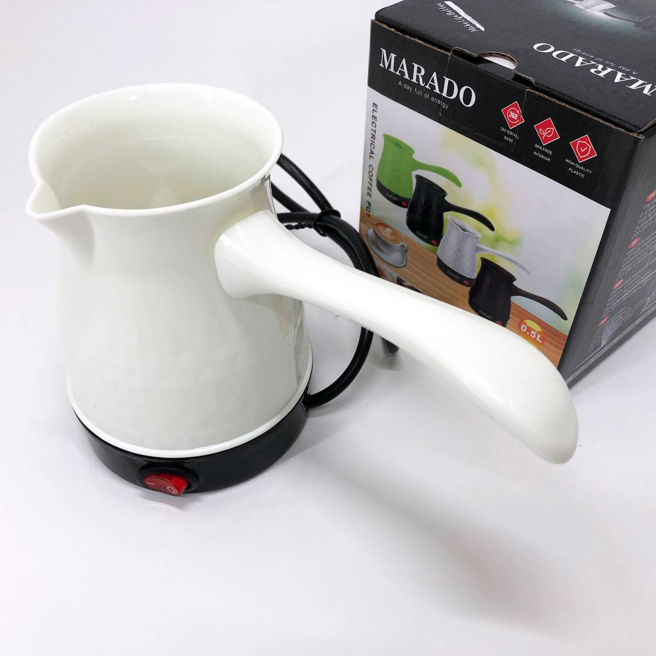 Электрическая турка для кофе Marado MA-1625, Турка для готовки кофе, Турка для заваривания. Цвет: белый