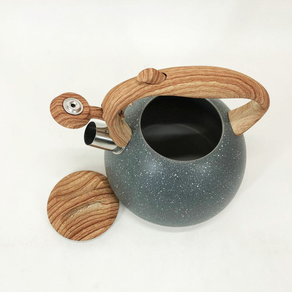 Чайник Unique со свистком UN-5306 2,7л мрамор, для газовых плит, чайник нержавейка. Цвет: темно-серый