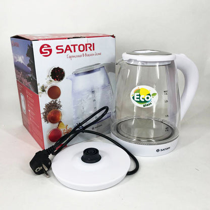 Электрочайник Satori SGK-4105-WT 1.8 л 1500 Вт, стильный электрический чайник, чайники с подсветкой