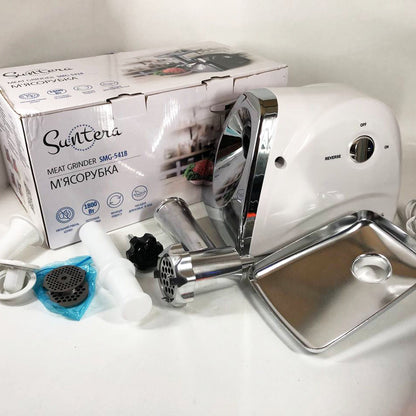 Мясорубка Suntera SMG-5418W, электромясорубка для дома, мясорубка с металлическим редуктором