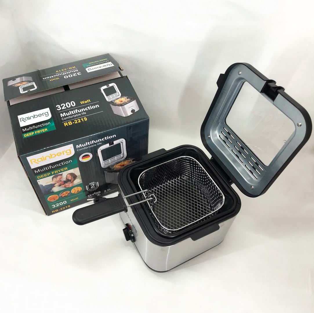 Фритюрница для дома Rainberg RB-2219 с терморегулятором и съемной чашей электрофритюрница мини фритюрница