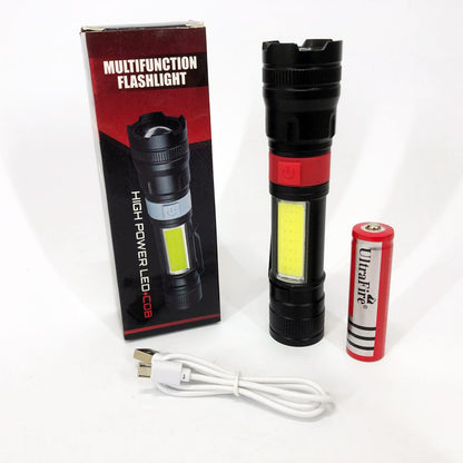 Фонарь ручной аккумуляторный PL-826-P70-COB(white+red), Портативный точечный фонарь, Походный фонарик