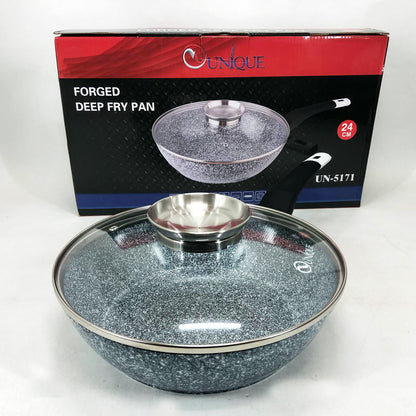 Сковорода глубокая с крышкой Unique UN-5171 24 см, Сковорода для приготовления на плите, удобная на кухню